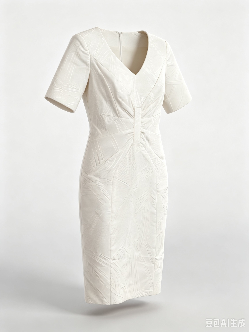 Carolina Herrera  White V-Neck Sheath Dress